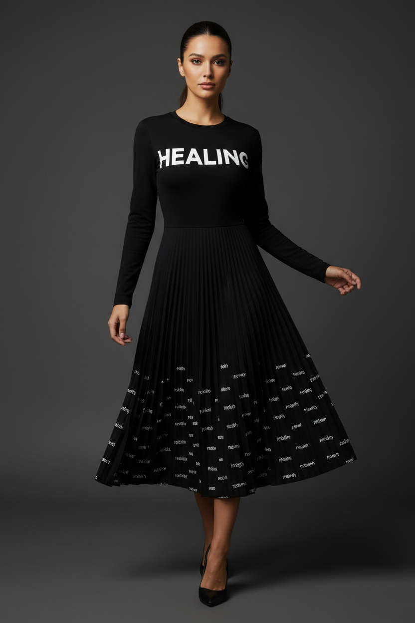 Black Healing Midi Dress - Clean