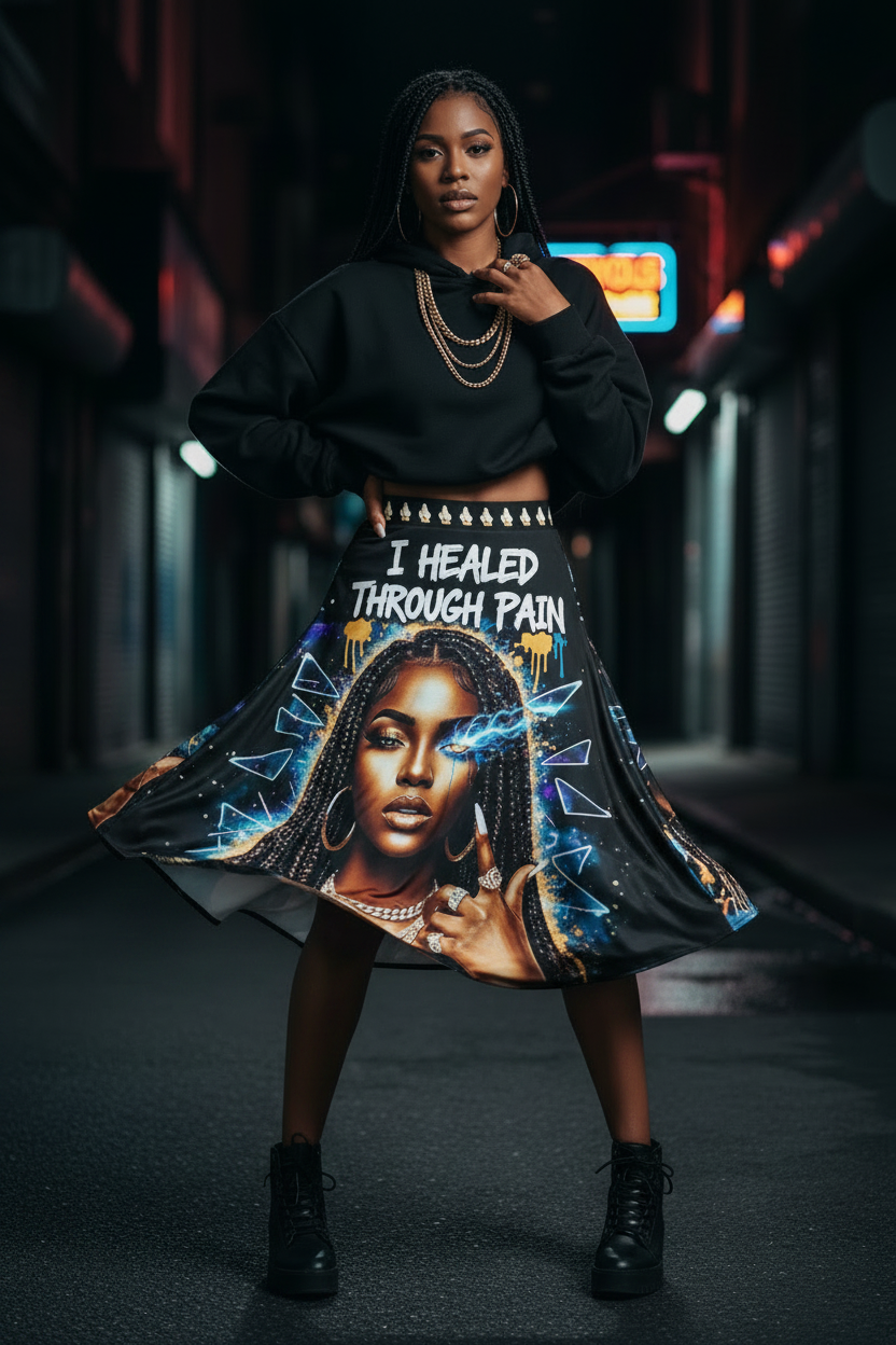 I Healed Through Pain Skater Skirt