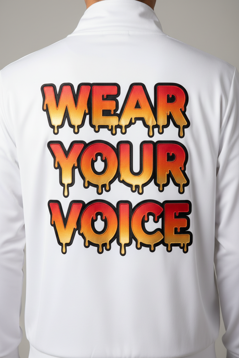 Wear Your Voice - Back of Track Jacket